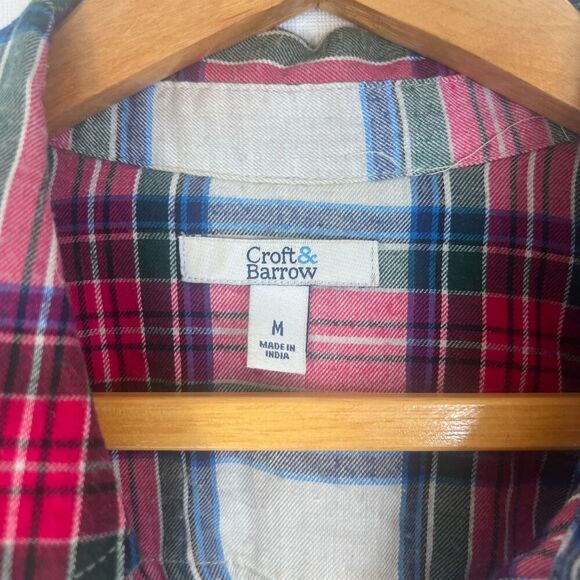 Croft & Barrow Plaid Flannel Shirt Cotton Blend Soft Comfy Medium Fall Basic - Picture 4 of 9